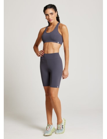 BERMUDA CICLISTA LISA COM BOLSO NG CINZA