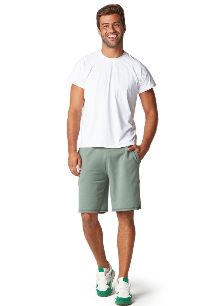 BERMUDA MOLETOM MASCULINA VLV VERDE MUSGO