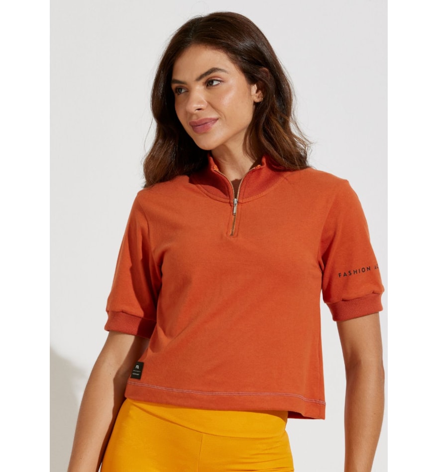 BLUSA CROPPED ALGODÃO SOLEIL LARANJA BLUSA CROPPED ALGODÃO SOLEIL LARANJA