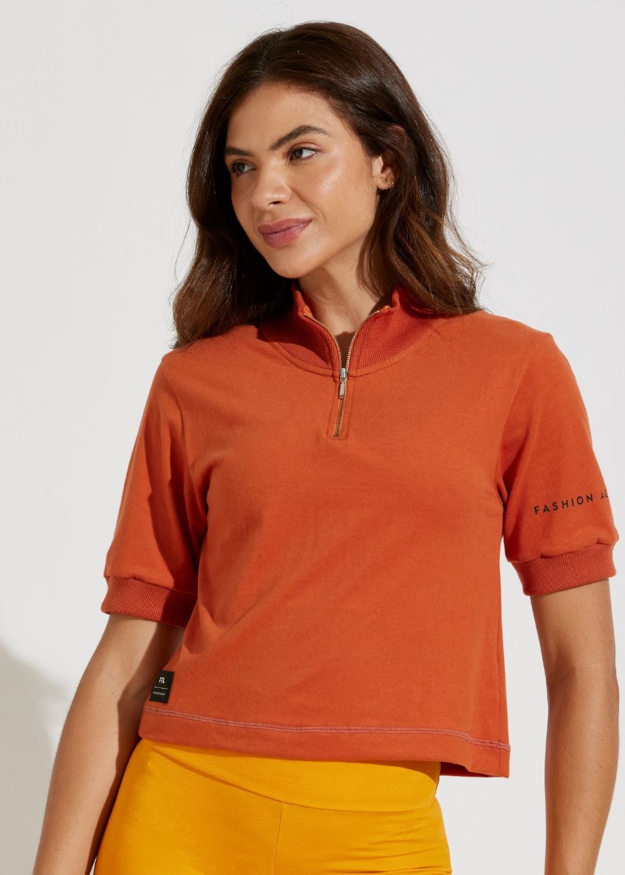 BLUSA CROPPED ALGODÃO SOLEIL LARANJA BLUSA CROPPED ALGODÃO SOLEIL LARANJA