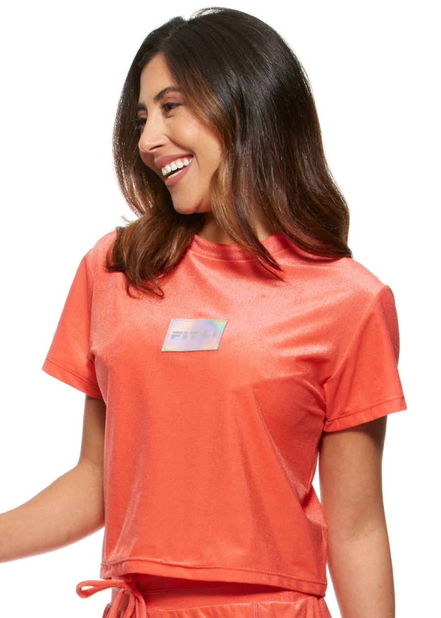 BLUSA CROPPED DE POLIAMIDA STREETWEAR CORAL