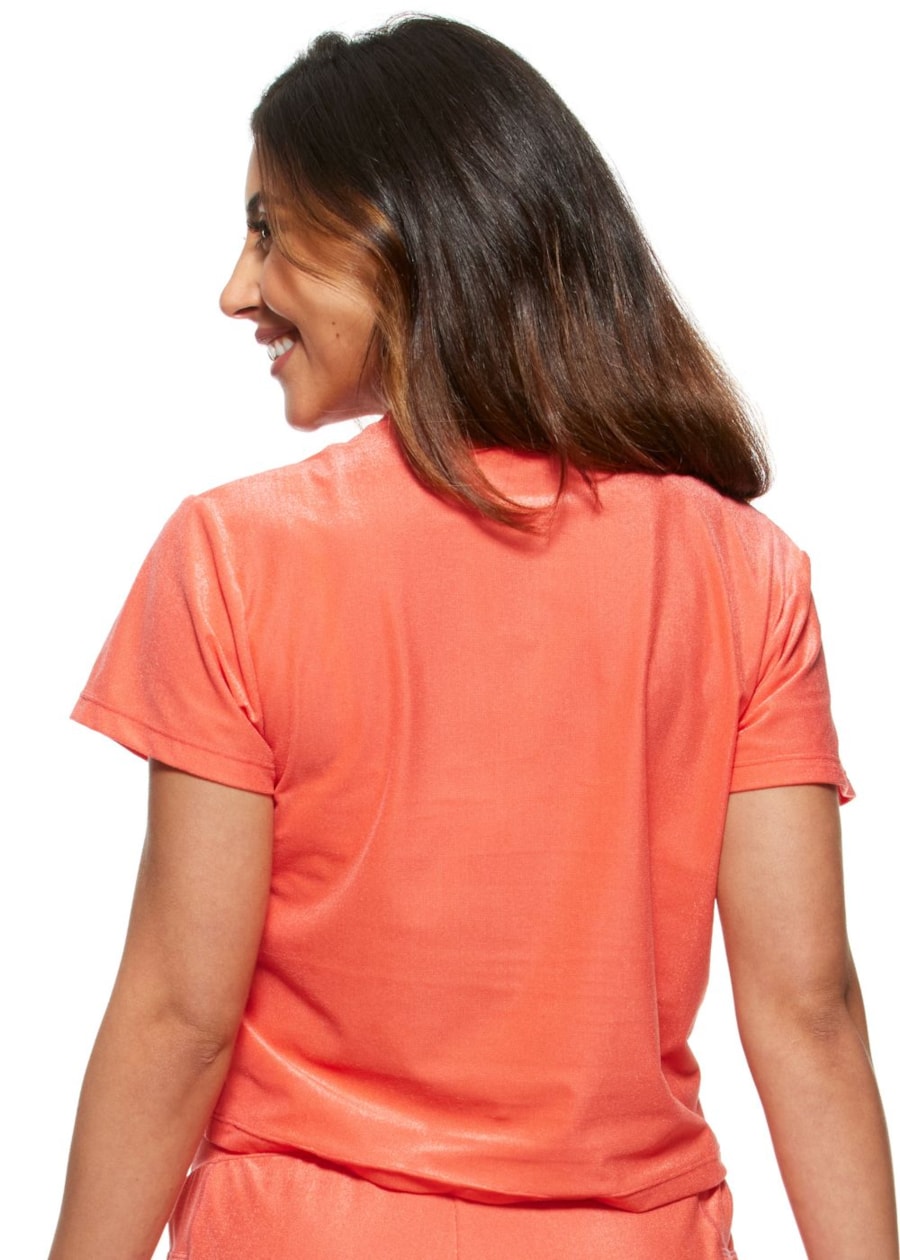 BLUSA CROPPED DE POLIAMIDA STREETWEAR CORAL