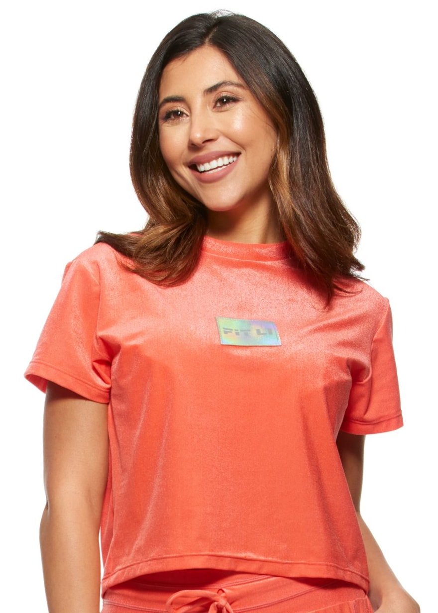 BLUSA CROPPED DE POLIAMIDA STREETWEAR CORAL BLUSA CROPPED DE POLIAMIDA STREETWEAR CORAL