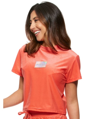 BLUSA CROPPED DE POLIAMIDA STREETWEAR CORAL