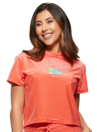 BLUSA CROPPED DE POLIAMIDA STREETWEAR CORAL