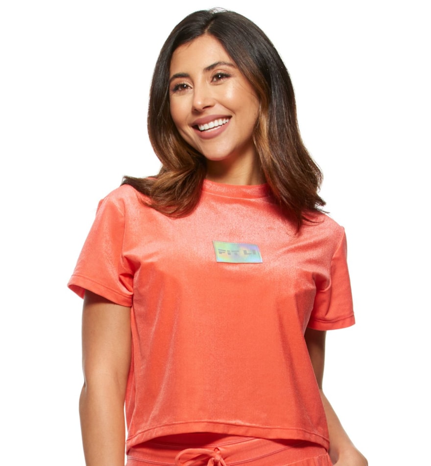 BLUSA CROPPED DE POLIAMIDA STREETWEAR CORAL