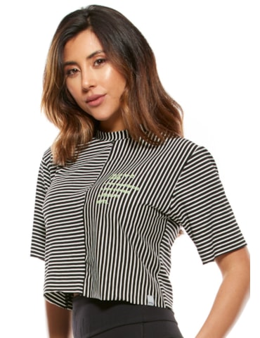 BLUSA CROPPED LISTRADA IMAGINE PRETA