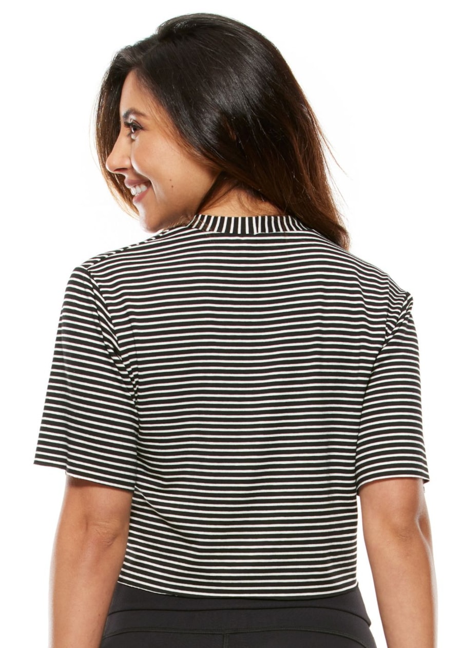 BLUSA CROPPED LISTRADA IMAGINE PRETA