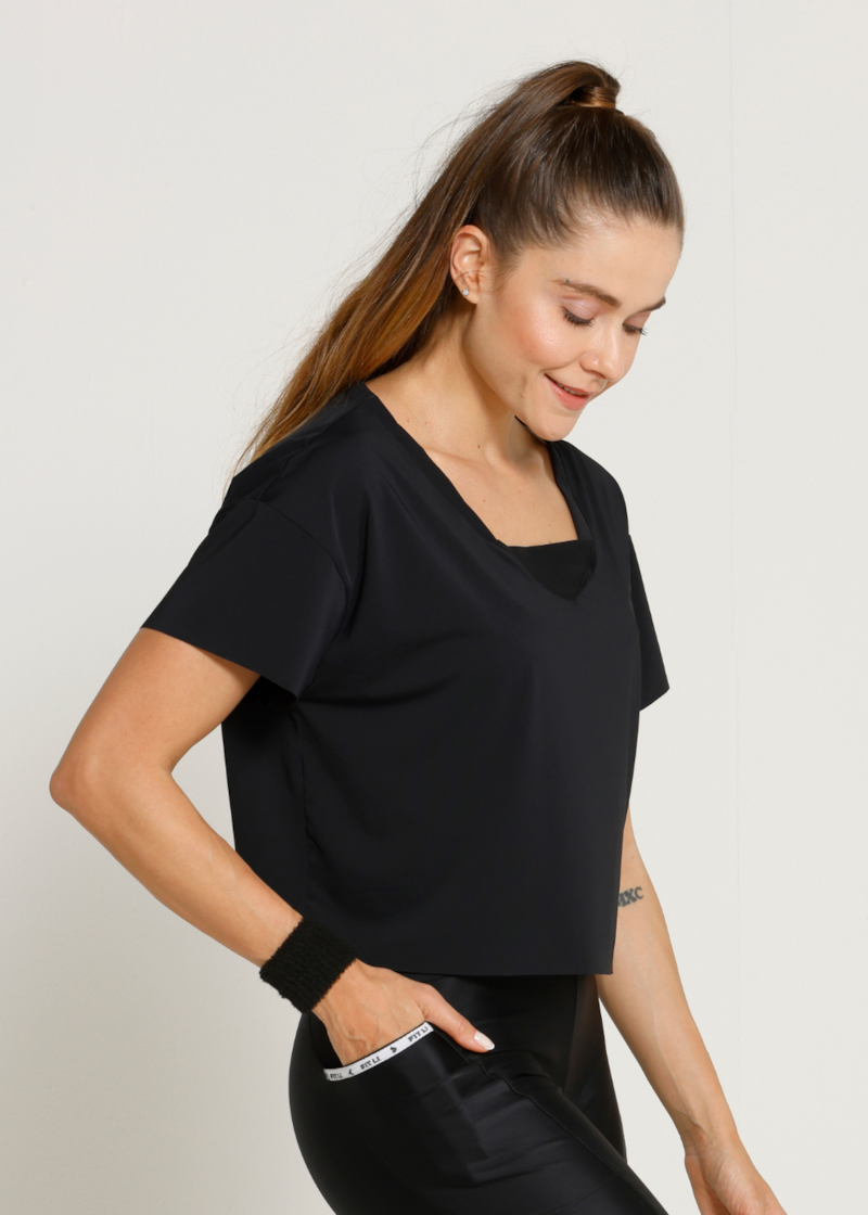 BLUSA CROPPED REPLAY LN PRETO