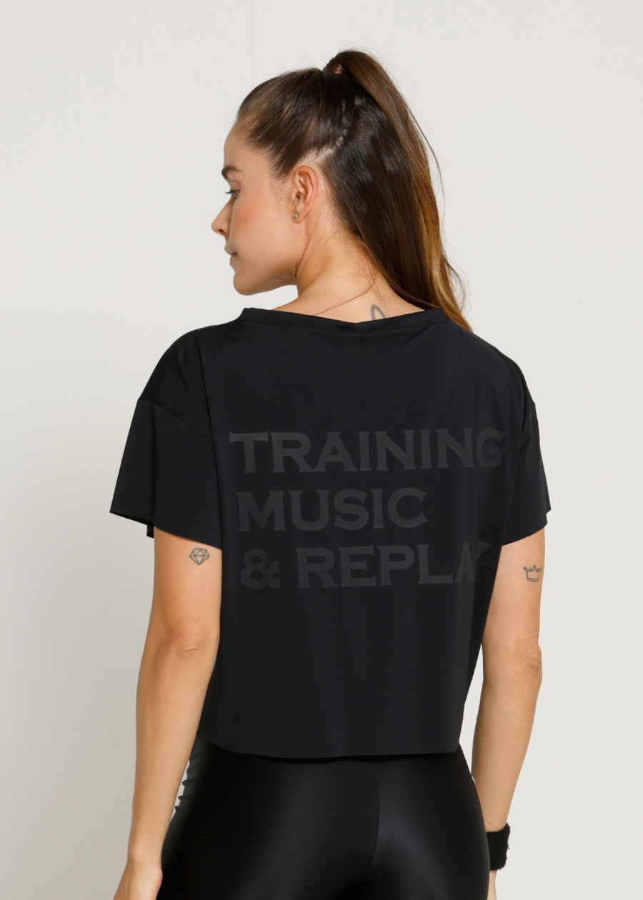 BLUSA CROPPED REPLAY LN PRETO