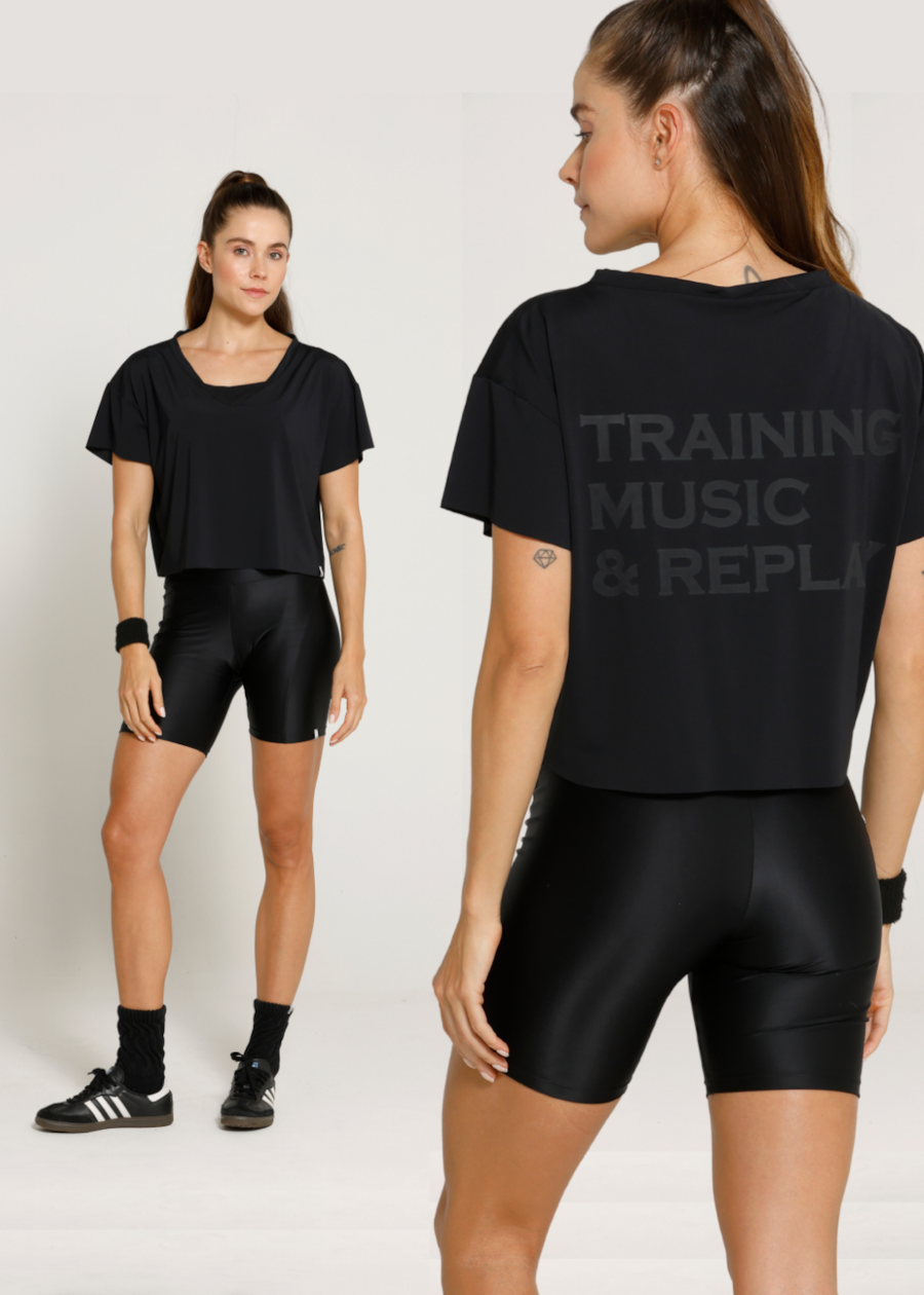 BLUSA CROPPED REPLAY LN PRETO