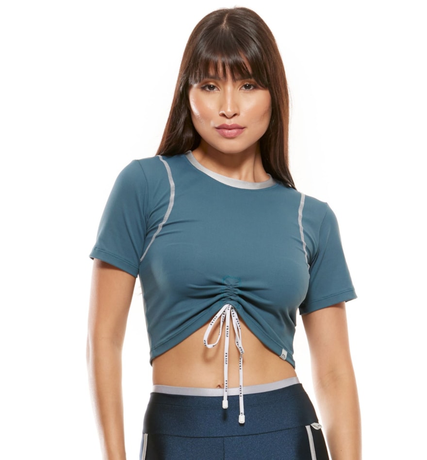 BLUSA CROPPED RIDE AZUL SILVER BLUSA CROPPED RIDE AZUL SILVER