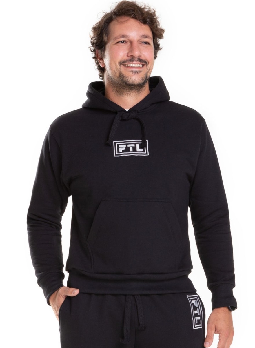 Blusa de Moletom Masculina - Preta