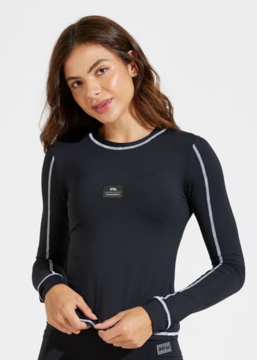 BLUSA MANGA LONGA DE POLIAMIDA PARIS PRETA