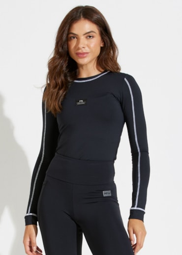 BLUSA MANGA LONGA DE POLIAMIDA PARIS PRETA