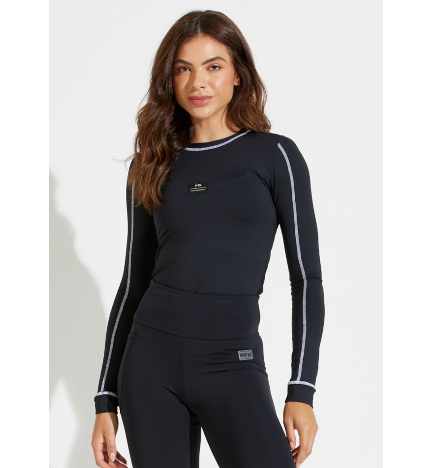 BLUSA MANGA LONGA DE POLIAMIDA PARIS PRETA BLUSA MANGA LONGA DE POLIAMIDA PARIS PRETA
