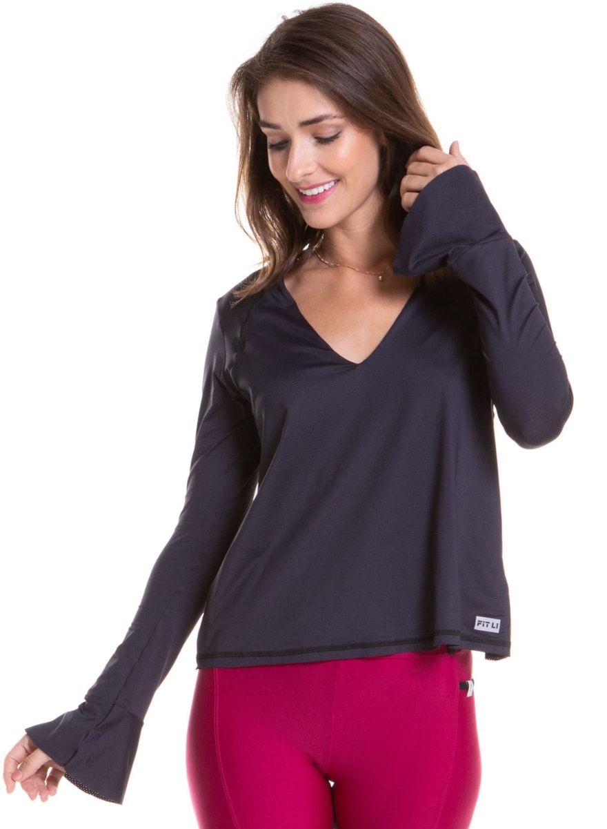 BLUSA MANGA LONGA GINGER PRETO BLUSA MANGA LONGA GINGER PRETO