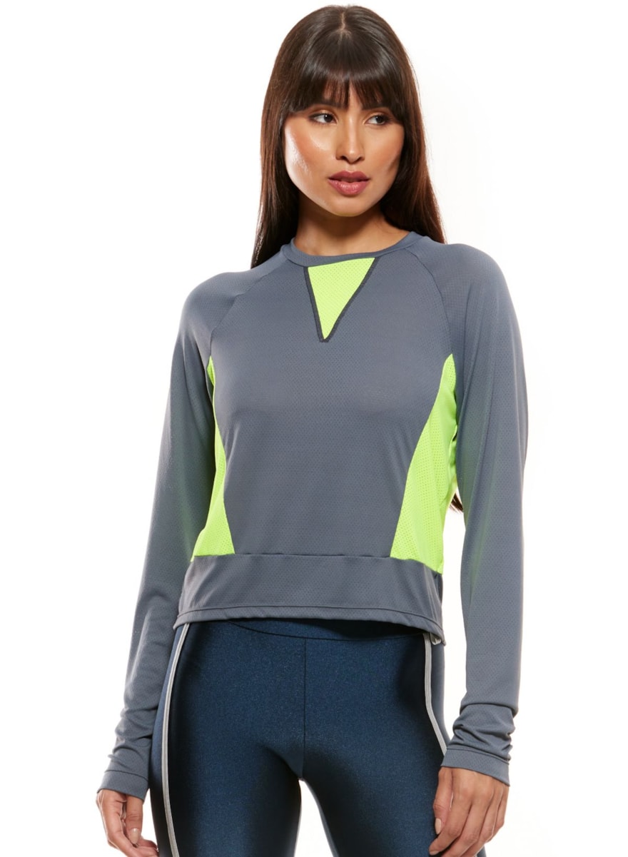 BLUSA MANGA LONGA RIDE GRAFITE / AMARELO NEON