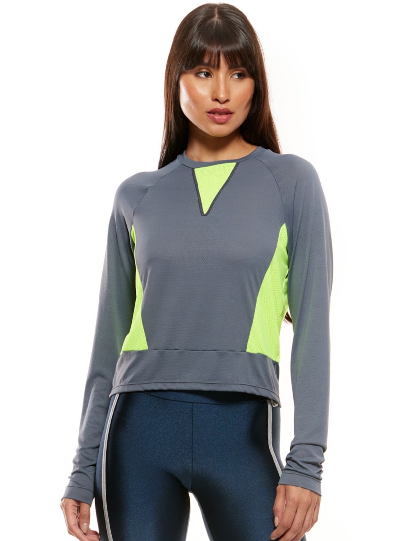 BLUSA MANGA LONGA RIDE GRAFITE / AMARELO NEON