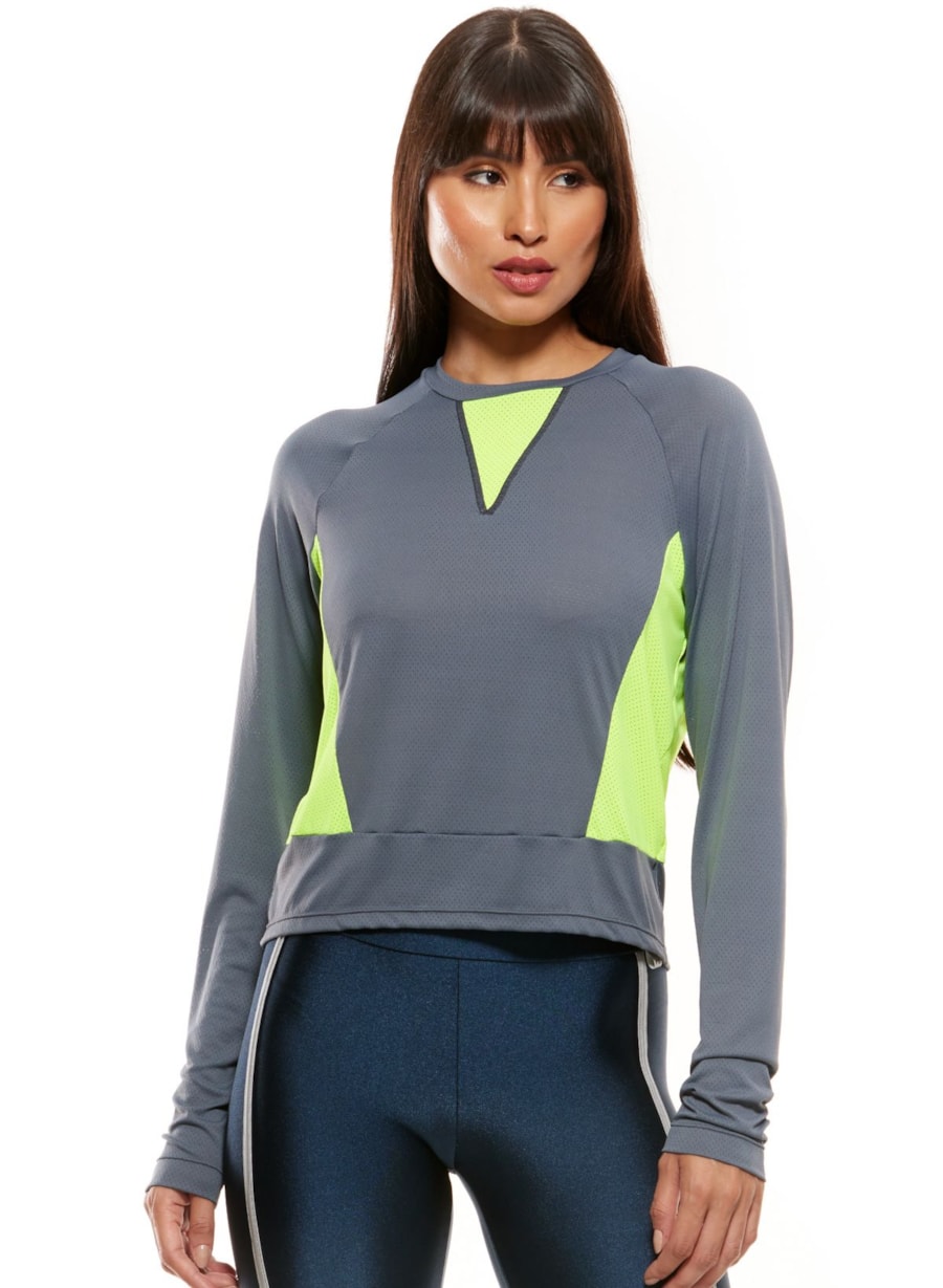 BLUSA MANGA LONGA RIDE GRAFITE / AMARELO NEON