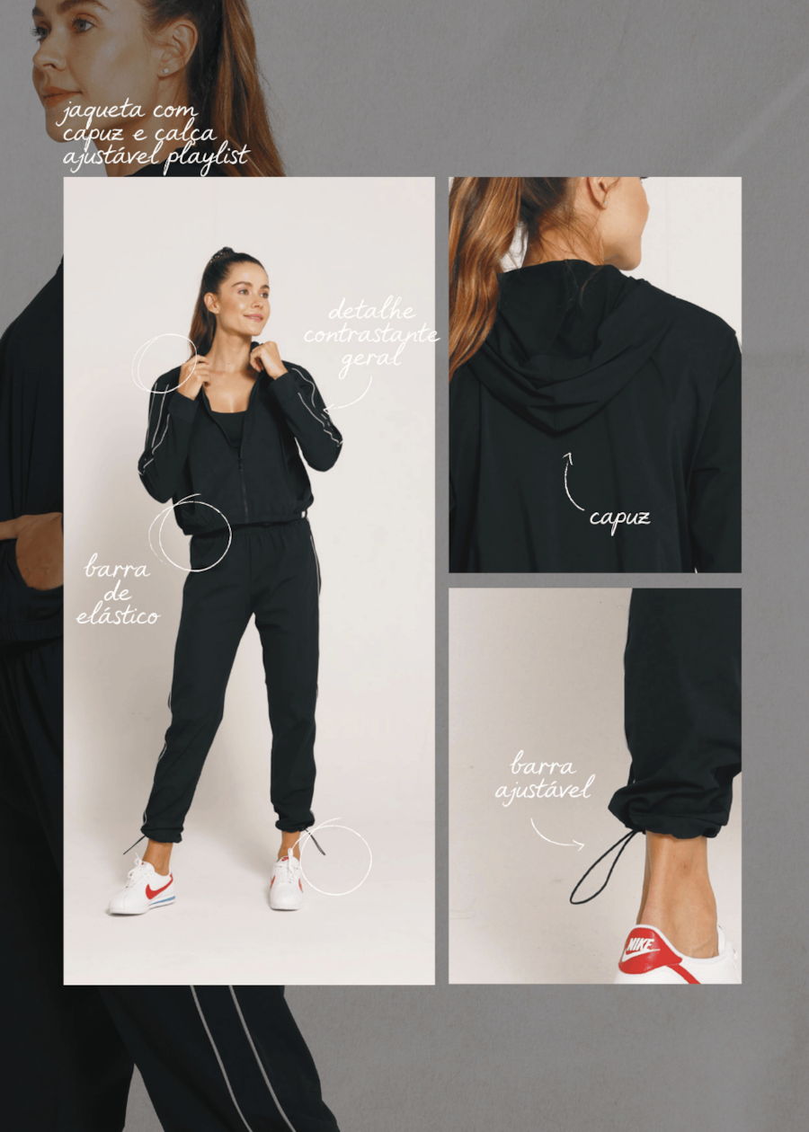 CALÇA AJUSTÁVEL PLAYLIST PRETO