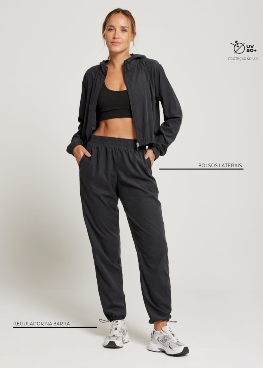 CALÇA ESPORTIVA COM BARRA AJUSTÁVEL MORNING PRETO