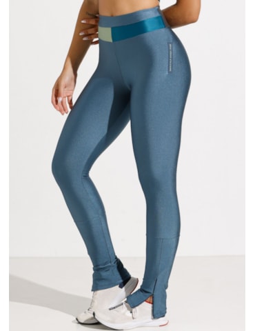 CALÇA HIGHT AZUL COM ZÍPER NA BARRA