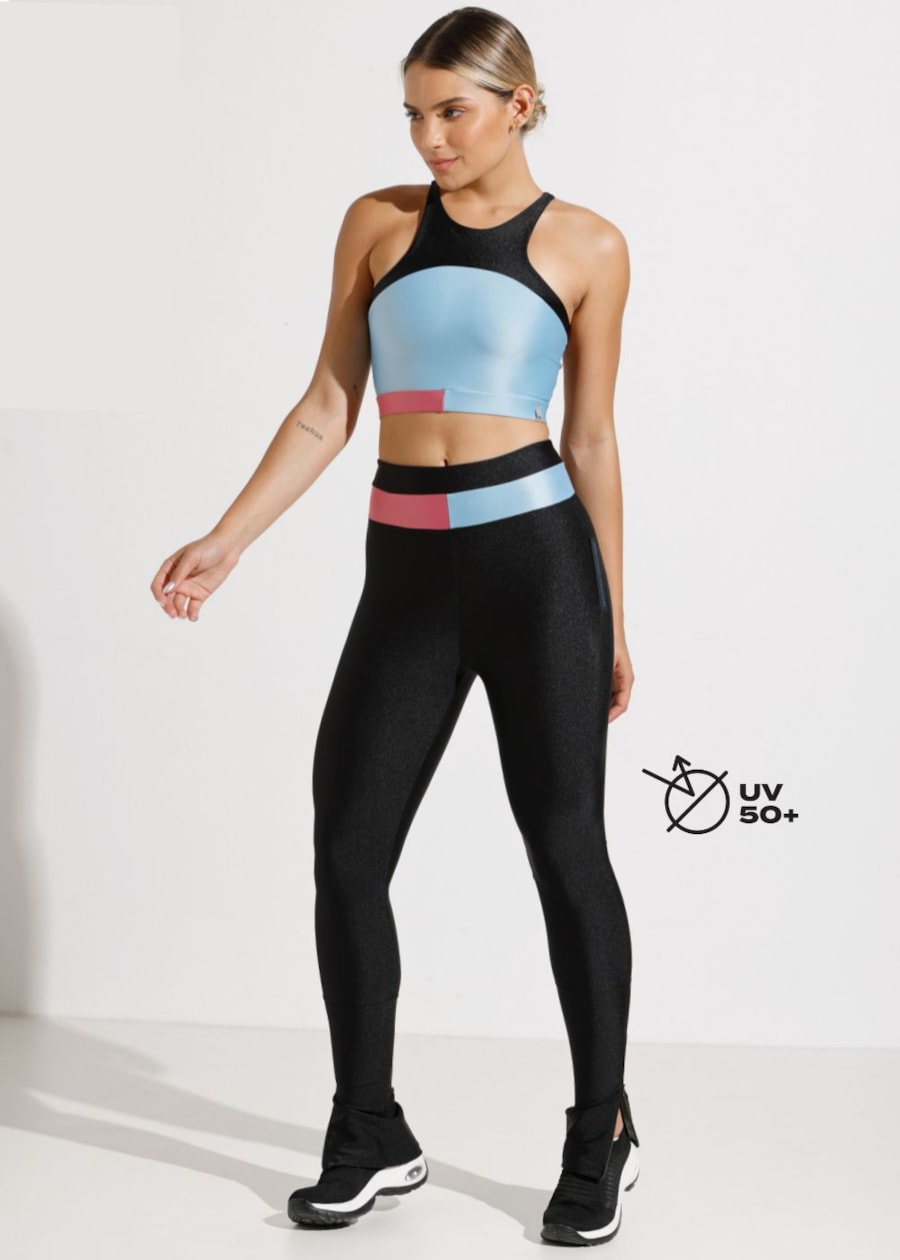 CALÇA HIGHT PRETA COM ZÍPER NA BARRA