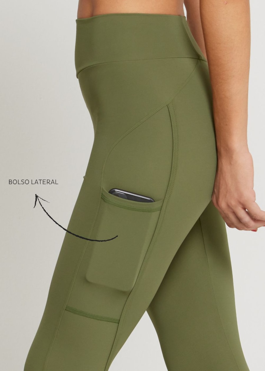 CALÇA LEGGING 7/8 COM BOLSO MORNING UP VERDE MILITAR
