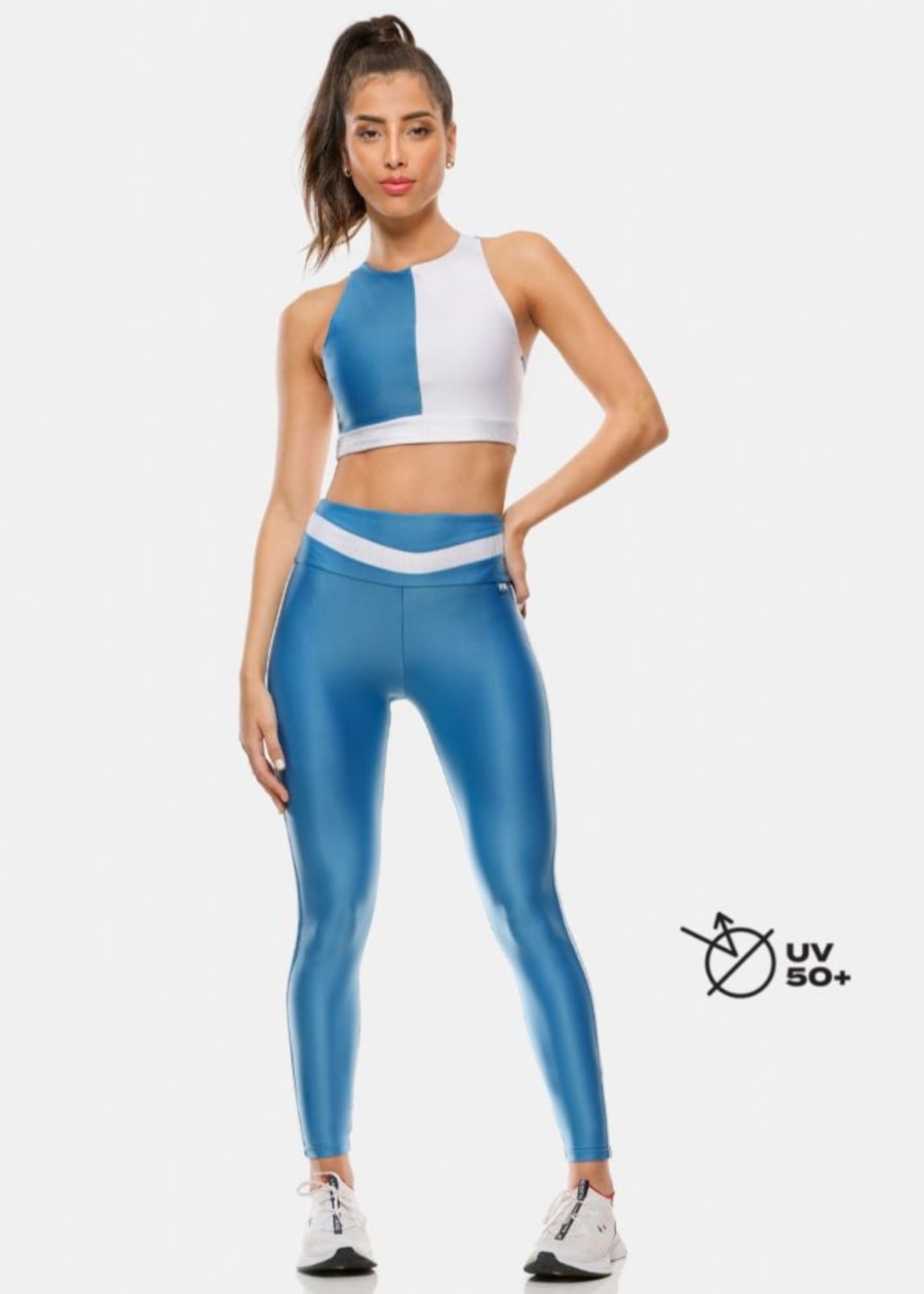 CALÇA LEGGING 7/8 CURVES AZUL CÉU