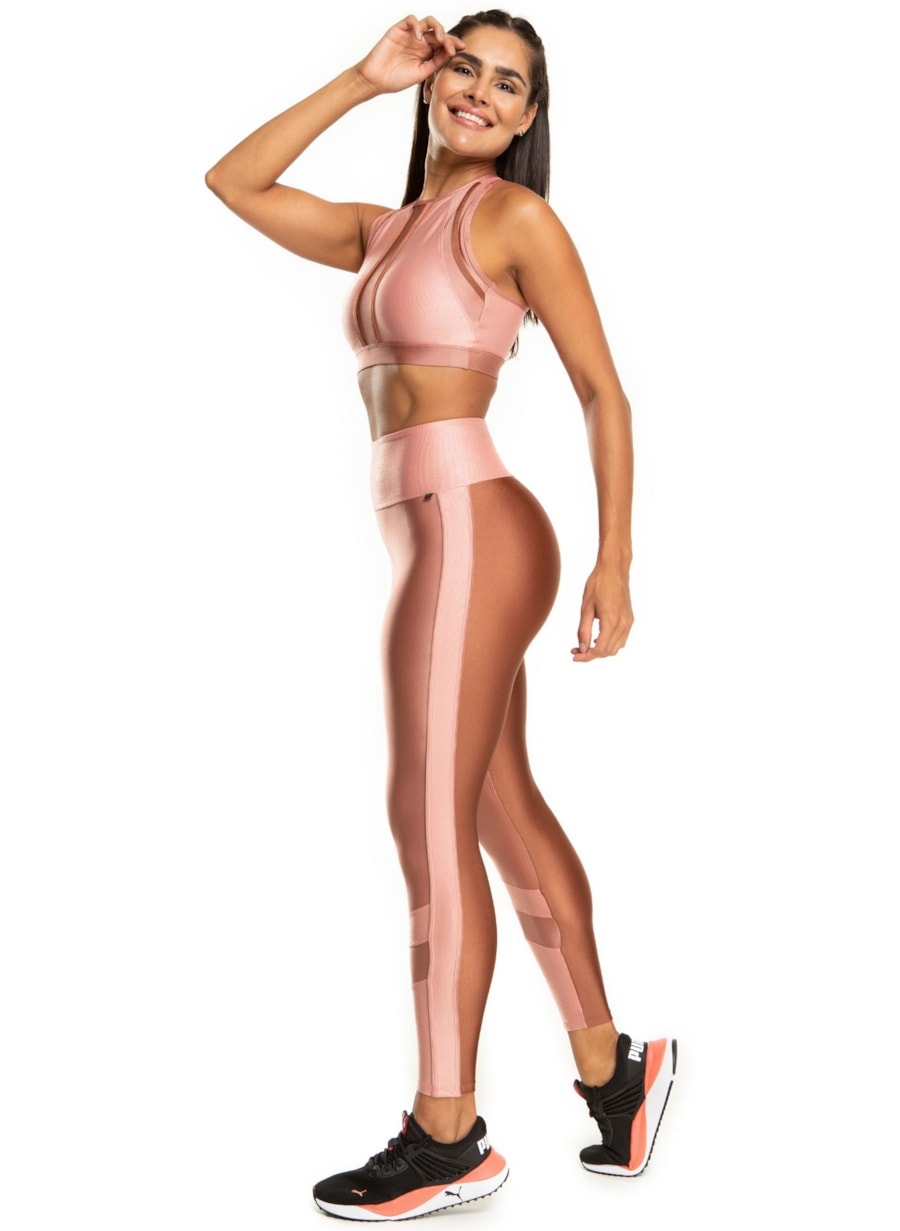 CALÇA LEGGING 7/8 GLOSS ROSA BEBE