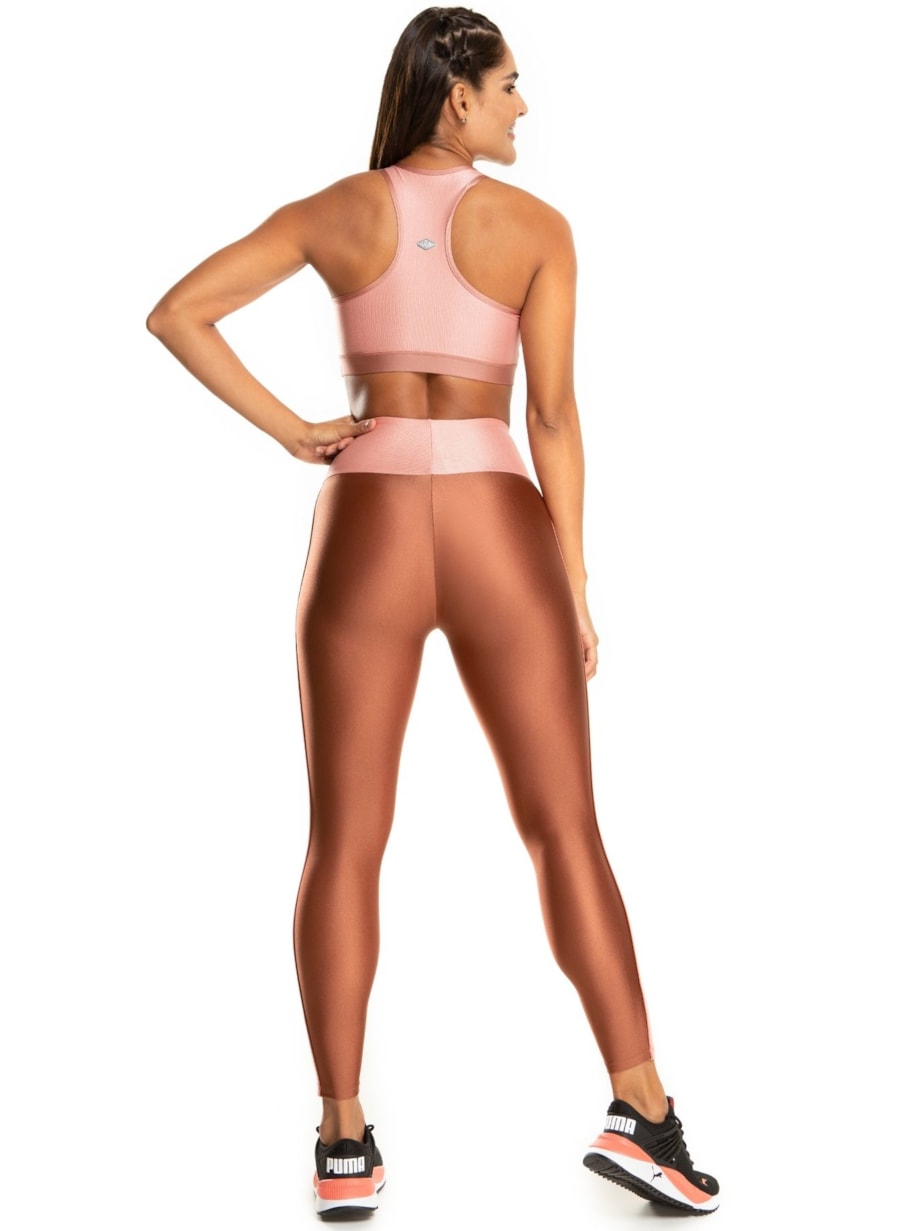 CALÇA LEGGING 7/8 GLOSS ROSA BEBE