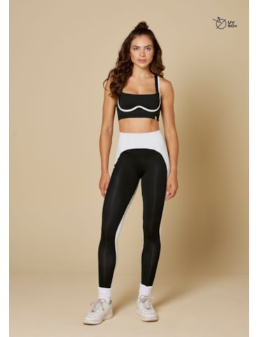 CALÇA LEGGING AMABLE BICOLOR BRANCO/PRETO