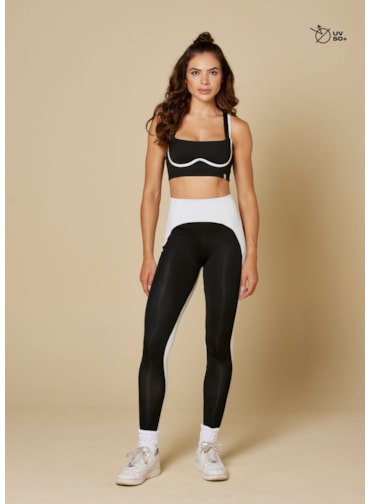 CALÇA LEGGING AMABLE BICOLOR BRANCO/PRETO
