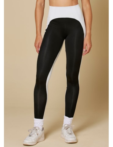 CALÇA LEGGING AMABLE BICOLOR BRANCO/PRETO