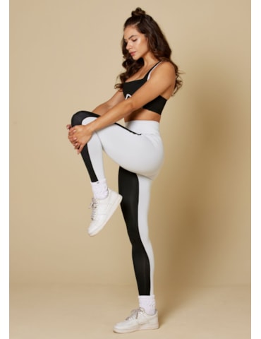 CALÇA LEGGING AMABLE BICOLOR BRANCO/PRETO