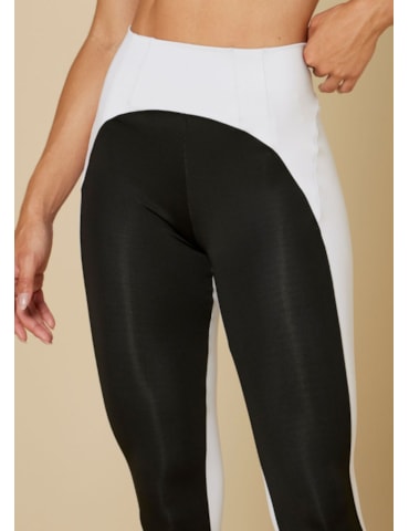 CALÇA LEGGING AMABLE BICOLOR BRANCO/PRETO
