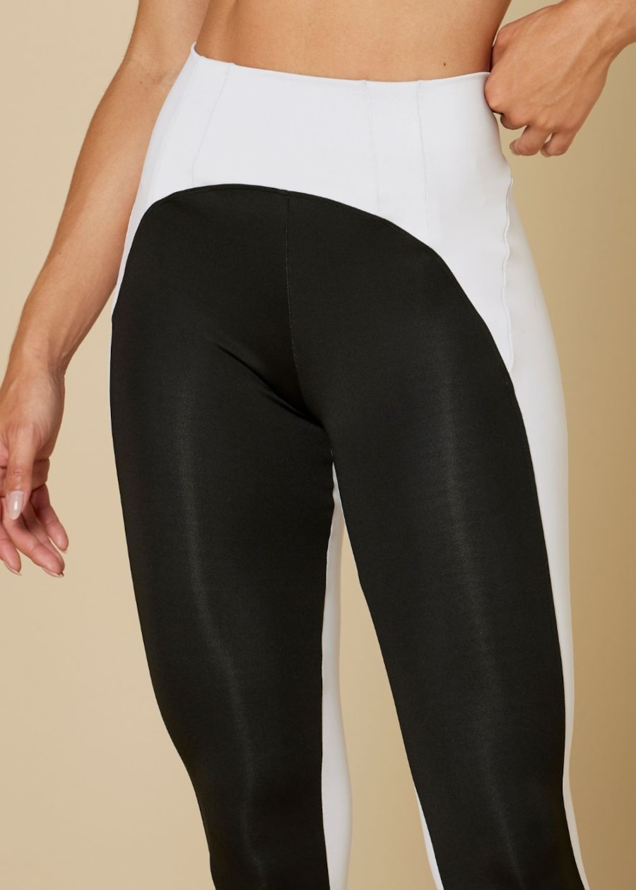 CALÇA LEGGING AMABLE BICOLOR BRANCO/PRETO