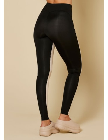 CALÇA LEGGING AMABLE BICOLOR PRETO/AREIA