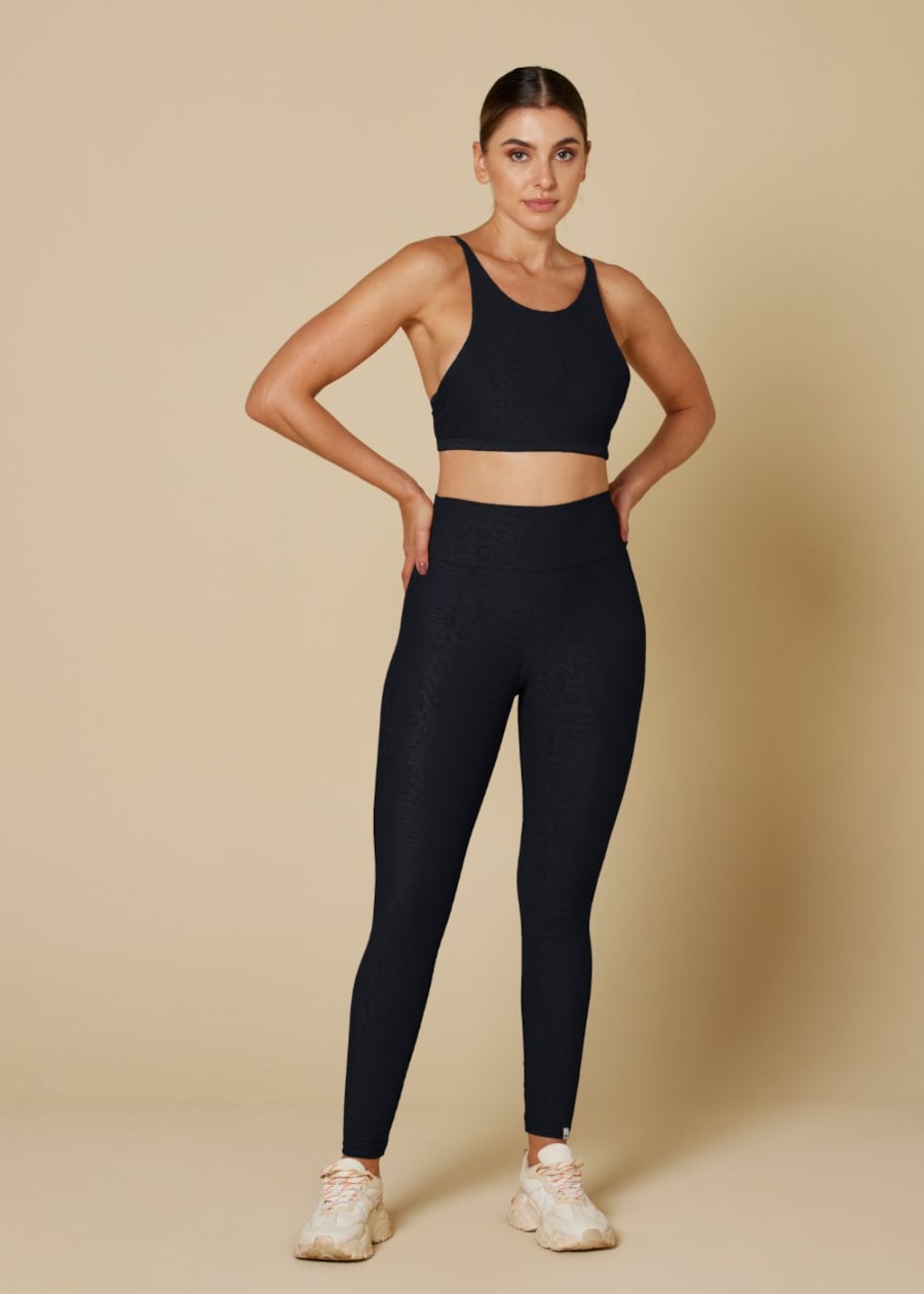 CALÇA LEGGING ANIMAL PRINT PRETO