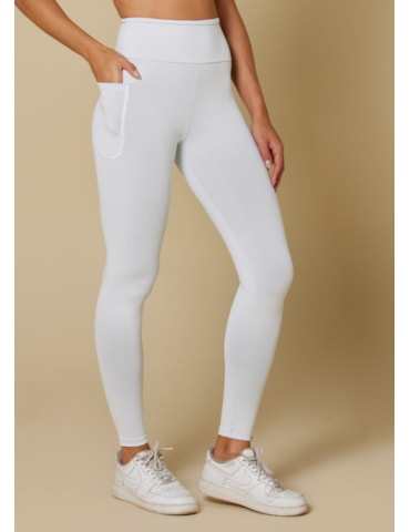 CALÇA LEGGING BLACKOUT COM BOLSO BRANCO