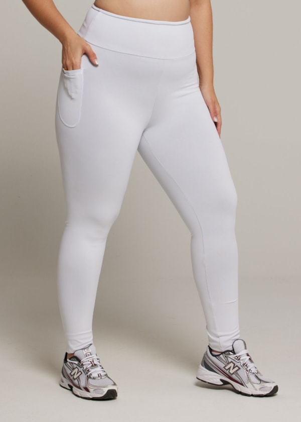 CALÇA LEGGING BLACKOUT COM BOLSO BRANCO