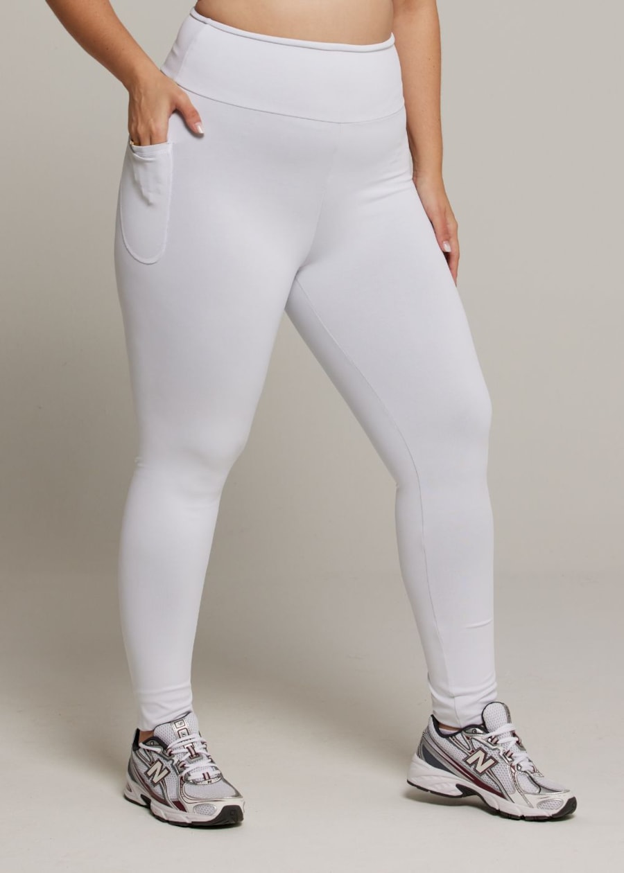 CALÇA LEGGING BLACKOUT COM BOLSO BRANCO