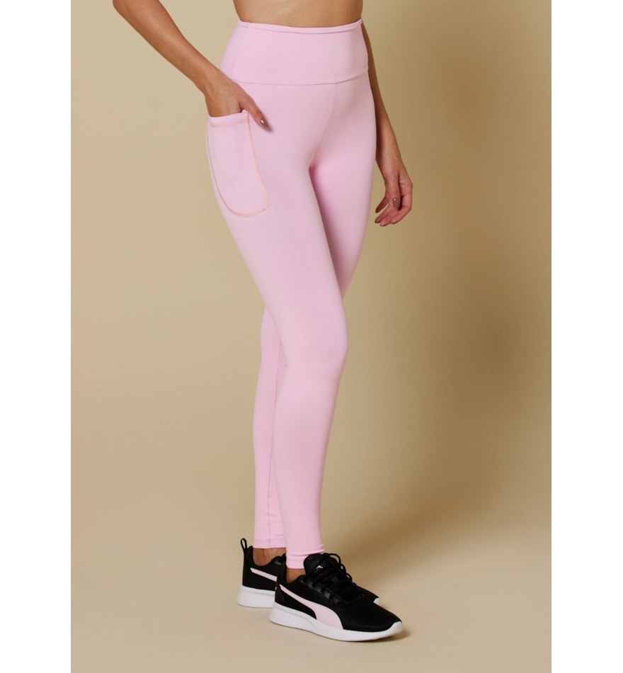 CALÇA LEGGING BLACKOUT COM BOLSO ROSA BEBÊ