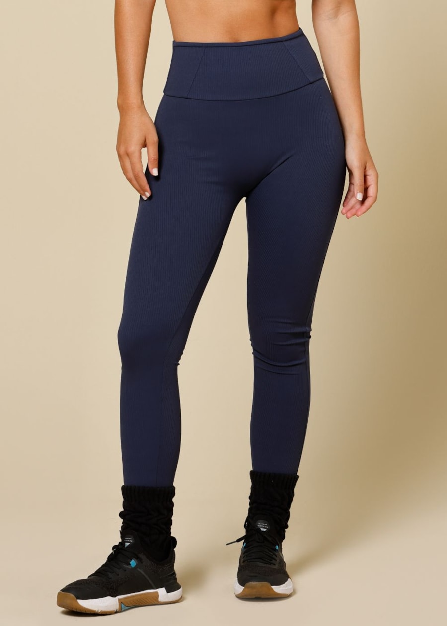 CALÇA LEGGING CANELADA MARÉ AZUL MARINHO