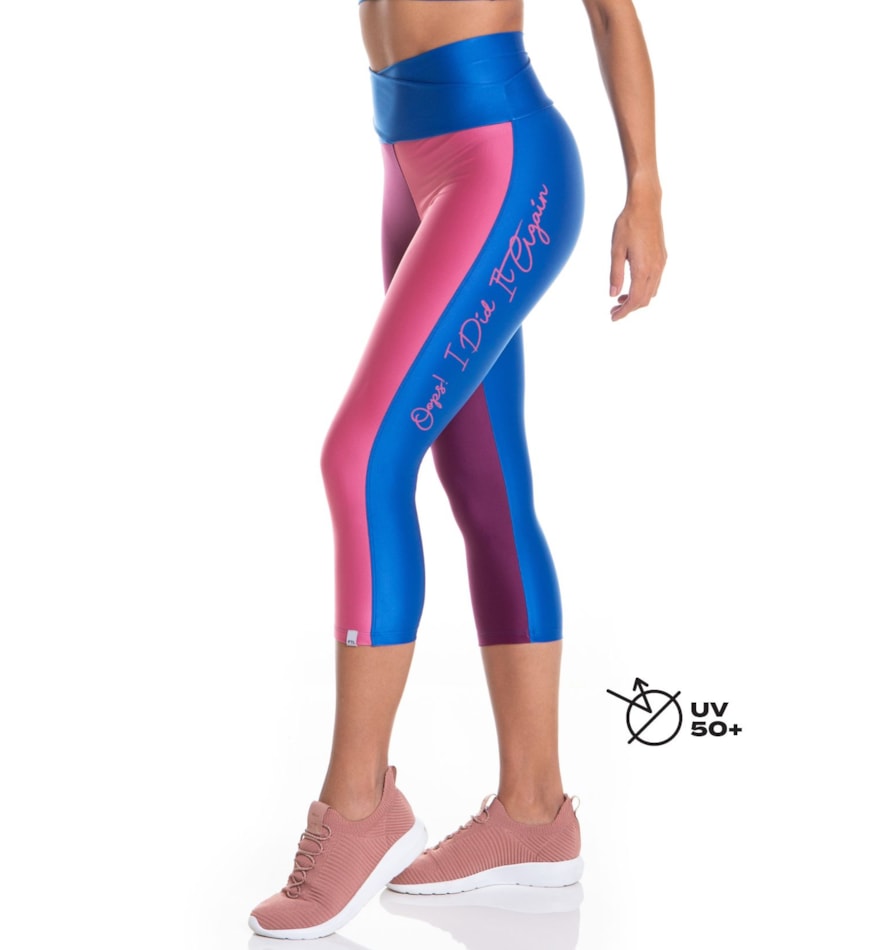 CALÇA LEGGING CAPRI OOPS! AZUL BIC / ROXO / ROSA CALÇA LEGGING CAPRI OOPS! AZUL BIC / ROXO / ROSA
