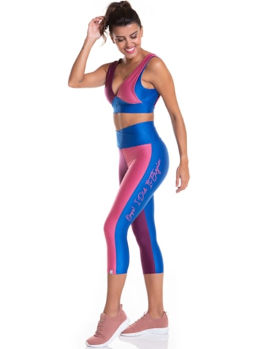 CALÇA LEGGING CAPRI OOPS! AZUL BIC / ROXO / ROSA