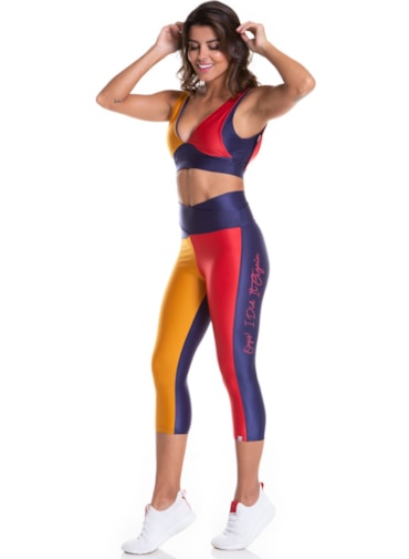 CALÇA LEGGING CAPRI OOPS! MARINHO / DAMASCO / VERMELHO