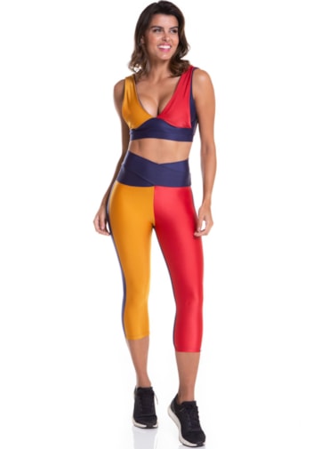 CALÇA LEGGING CAPRI OOPS! MARINHO / DAMASCO / VERMELHO