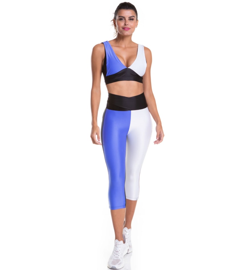 CALÇA LEGGING CAPRI OOPS! PRETO / AZUL / BRANCO